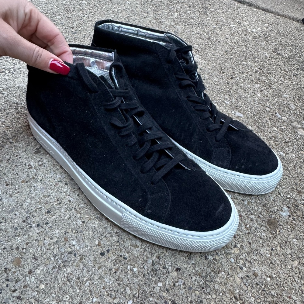 Black Suede High-Top Men's Sneakers